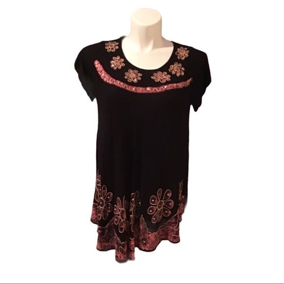 CALIFORNIA Woman Black Sequins Tunic/Cover up -OS‎ - Picture 1 of 4